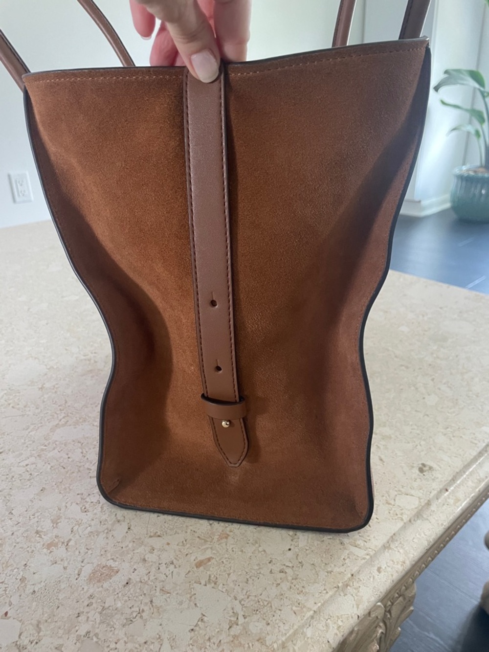 Michael Kors Chestnut Brown Leather Tote with Gold MK Charm - Picture 2 of 4